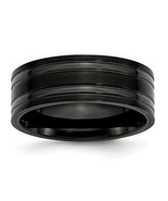 8mm Black Titanium Grooved Brushed &amp; Polished Band - $137.52 CAD