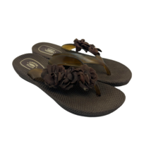 Steve Madden Women&#39;s Flower Thong Flip-Flops Brown Size 8M - $28.49