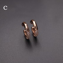 Rose Gold Big Hoop Earrings For Women Full Cubic Zircon Crystal Circle Ear Cuff  - £17.56 GBP