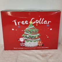 Christmas Tree Collar 30” White Silver Shiny Sequin W/ Plastic Tree Ring Skirt - £14.23 GBP