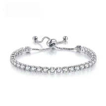 Cubic Zirconia &amp; Silver-Plated Adjustable Link Bracelet - £11.18 GBP