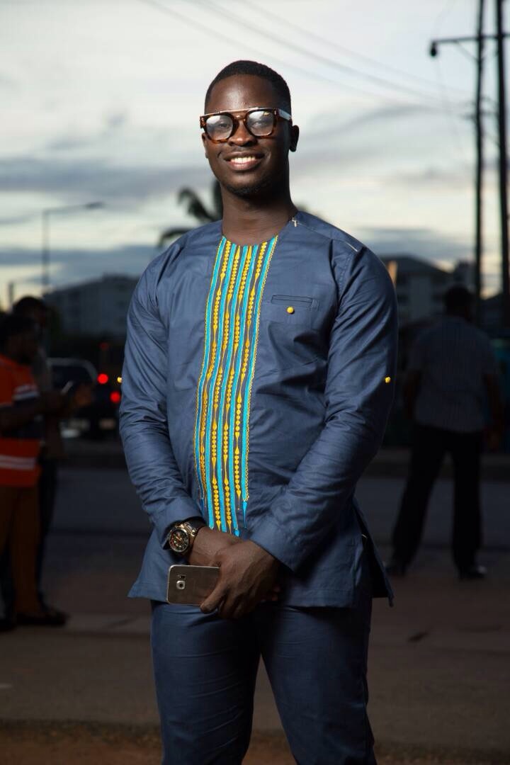 Navy Blue Embroidered Men&#39;s Long Sleeve Shirt African Clothing Men&#39;s Fas... - $55.00