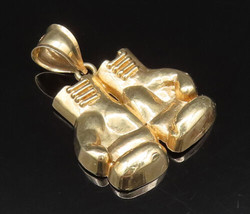 10K GOLD - Vintage Carved Pair Of Boxing Gloves Pendant - GP566 - $359.18