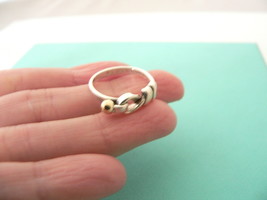 Tiffany &amp; Co Silver 18K Gold Love Knot Ring Hook Stacking Band Sz 6 Gift Classic - £237.91 GBP