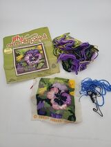 Partially Complete 1977 Sunset Jiffy Needlepoint Vibrant Pansy 5 x 5 Flo... - $21.13 CAD
