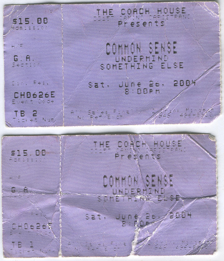 Common Sense 2 Collectable 2004 Ticket Stubs CAPISTRANO Reggae Warped Co... - $6.95