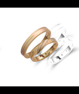 18K Gold Wedding Band Set-Diamond Band Set-Matte Gold Rings-Minimalist B... - €604,58 EUR+