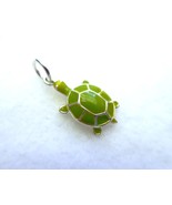 Sterling Silver Green Enameled Turtle Charm - $7.60