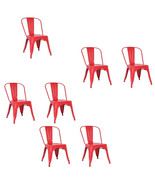 Glossy Red Tolix Metal Stack Industrial Chic Dining Chair Commercial Qua... - $2,237.22 MXN+