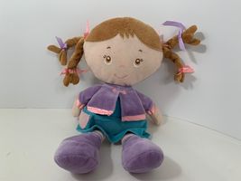 Kids Preferred 2012 plush rag doll brunette purple blue dress brown hair... - $9.31