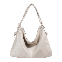 Simple Solid Color Soft Leather Women&#39;s Shoulder Bag Casual Large Capacity Zippe - £38.79 GBP