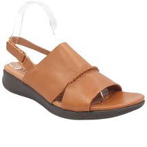 Softwalk Women Slingback Wedge Heel Sandals Tulare Size US 8N Luggage Leather - £57.37 GBP