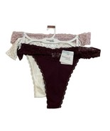Tranquil &amp; True Cotton Spandex Lace Thongs Size 3X New Women’s 3 Pairs Plus - $19.85 CAD