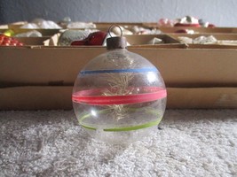 Vintage WWII 2 Era Unsilvered Tinsel Inside Christmas Tree Glass Ornament 2.5&#39;&#39; - £27.29 GBP