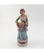 Figurine of Victorian Woman Playing Squeeze Box Ceramic Porcelain Occupi... - £19.91 GBP