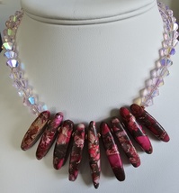 Fun Pink Sea Sediment Jasper Choker Handmade - £15.73 GBP