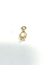 Solid 18k Yellow Gold / White Crystal Tiny Ring Charm With Spring Clasp. - £62.29 GBP
