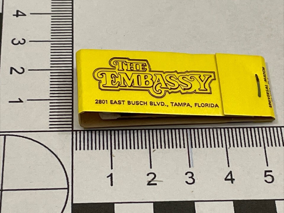 Vintage Midget Matchbook Cover   The Embassy  Tamp, Florida  gmg unstruck - $12.38 Vintage Midget Matchbook Cover   The Embassy  Tamp, Florida  gmg unstruck - $12.38