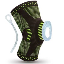 Knee Braces, Compression Knee Sleeve for Men Women with Side (Green,Size:L) - £10.65 GBP