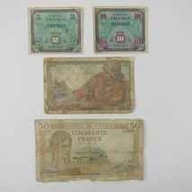 Lot France WWII-2 Currency French Allied Military Paper 2, 10, 20, 50 Notes - £31.59 GBP
