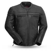 Men&#39;s Biker Leather Maverick 1.1-1.2mm Drum Dye Naked Cowhide Jacket - $279.99