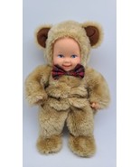 Anne Geddes Baby Teddy Bear Doll 15&quot; Plush Stuffed Bear 1997 Vintage Brown - £22.27 GBP