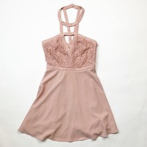 Lulus Womens Dress Blush Pink Size Small Halter Neck Open Back Mini Lace - $235.46 MXN