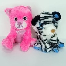 MVP Group Cats Leopard Plush Lot Of 2 Glitter Eyes 6&quot; Stuffed Animal Pin... - £17.88 GBP