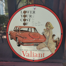 1960 Vintage Chrysler Valiant Automobile Porcelain Enamel SignAMERICANA AUTOM... - $148.45