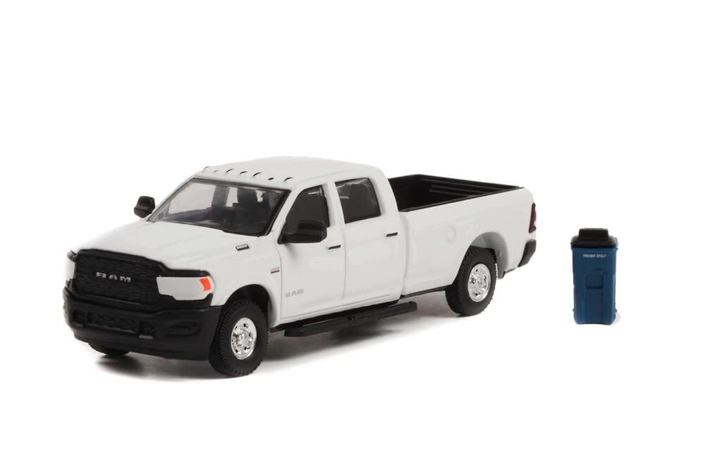 ModelToyCars 2021 Dodge Ram 2500 Tradesman w/Garbage Bin, White - Greenl... - $19.99