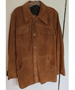Vintage Mens 38 William Barry Rust Orange Suede Leather Jacket Coat - $88.11