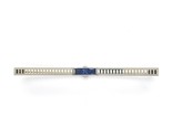 Art Deco 18k White Gold Bar Pin with Synthetic Lab-Created Sapphires (#J... - $315.81