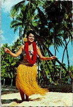 Postcard Hawaii Tahitian Dancer Double Red Carnation Lei Grass Skirt 6 x 4 in - £4.69 GBP