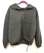J Crew Womens Medium Half Zip Gray Pointelle Pullover Sweatshirt, Preowned - $26.78 CAD