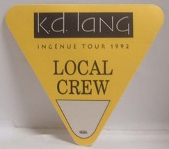 K.D. Lang - Original Ingenue Tour 1992 Cloth Tour Backstage Pass ***Last One*** - £7.86 GBP