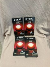 Lot of 4 TDK Premium Quality HS 6 Hours T-120 Blank VHS Tapes New Sealed - £19.39 GBP