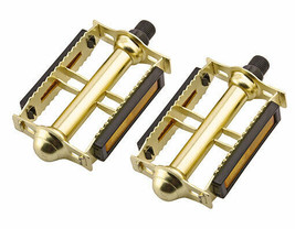ORIGINAL Lowrider Bicycle Steel Pedals 9/16&quot; Gold BMX Cruiser Bike Parts - $22.76