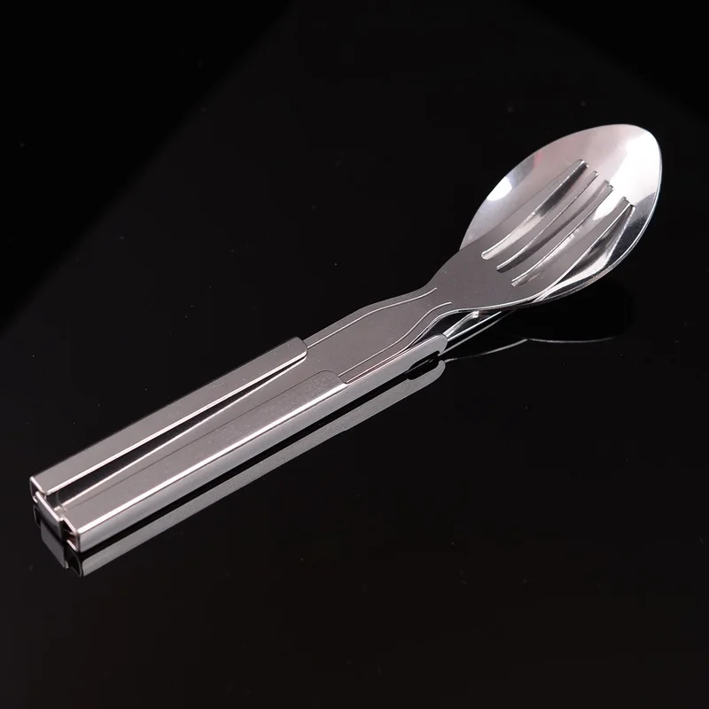 Sporting 4pcs/set Portable Stainless Steel Tableware fold A utensil spoon set Sp - £23.89 GBP