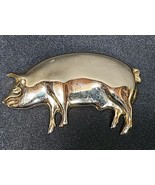 Vintage Whimsical Gold Tone Pig Brooch Pin Farmhouse Country Animal Jewelry - €22,36 EUR