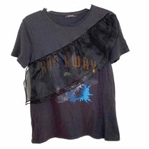 Zara Trafaluc Run Away Black Eagle Ruffle Tee - £22.42 GBP