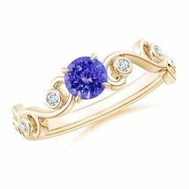 ANGARA Tanzanite and Diamond Ivy Scroll Ring for Women, Girls in 14K Solid Gold - £703.43 GBP