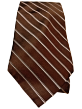 Jones New York Men&#39;s 100% Imported Silk Brown White Broad Pinstriped Neck Tie - £14.31 GBP