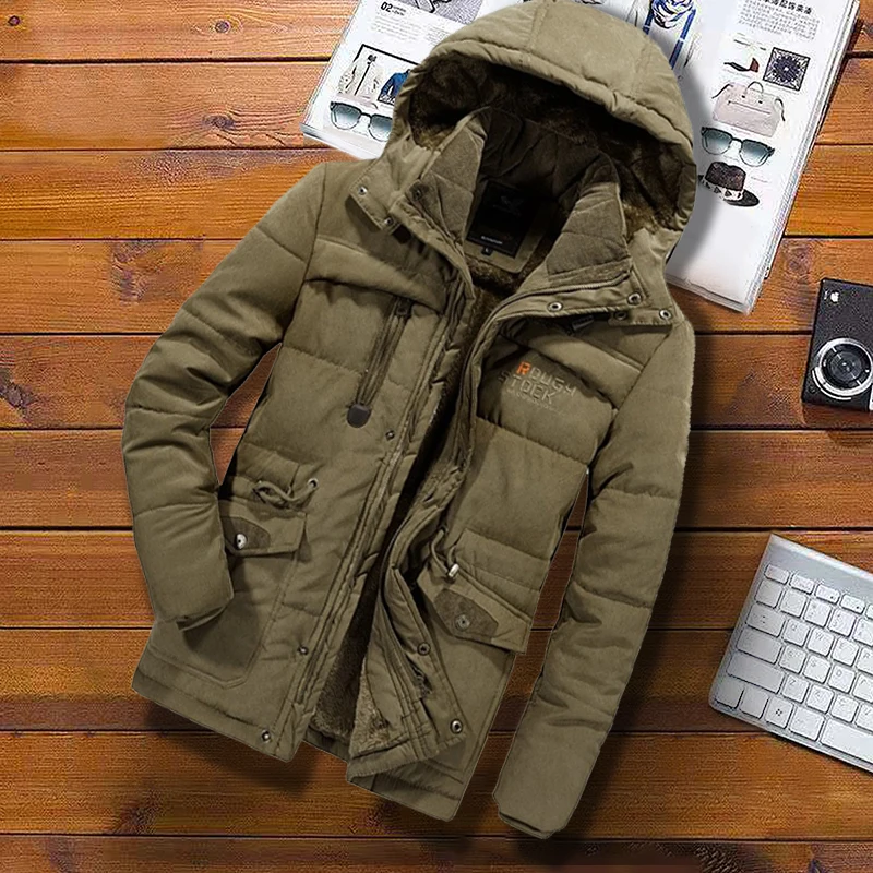 Winter Jacket Men Thicken Jacket With  Lined Warm Parka Cold Weather Clothes Men - £160.55 GBP