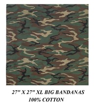 27&quot; Xl Big Over Size Woodland Green Camo Camouflage Bandana Head Neck Wrap Scarf - £7.14 GBP