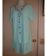 Vintage Woman's Lounge Outfit Liebe Green 100% Polyester Bling Size 1 - $9.40