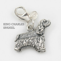 King Charles Spaniel Dog Charm 3 Dimensional Solid Sterling Silver - £38.21 GBP