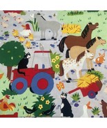 Old MacDonald Farm Fabric Material Alexander Henry 1998 Animals Tractor ... - £60.32 GBP