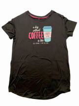 Secret Treasures Women’s Size L-XL Coffee Sleep Shirt Nightgown Black Pockets - £7.80 GBP