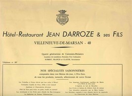 Hotel Restaurant Jean Darroze Menu Signed Villeneuve-de-Marsan France Michelin  - £131.00 GBP