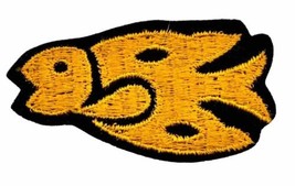Stylized Sew On Yellow Black Fish Patch 2.5 x 1.5 inches - £5.91 GBP